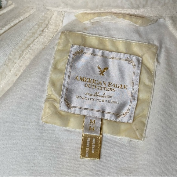 American Eagle ~ Sherpa Jacket Full Zip Nubby Ivory Size Medium - Picture 9 of 11